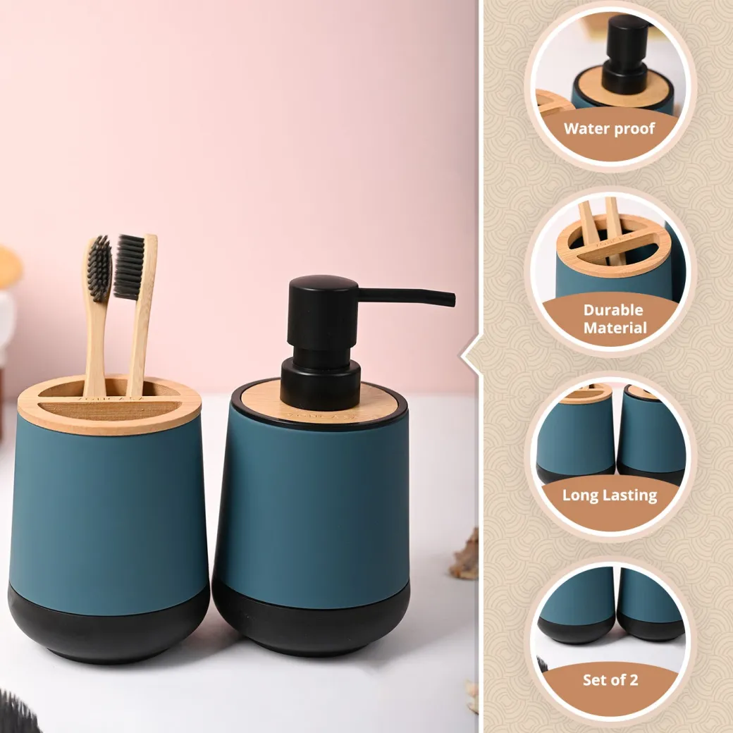 VON CASA Green Teal Bathroom Set of 2