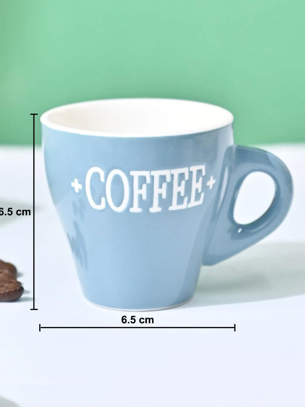 VON CASA Grey Coffee Mug - Set Of 2, 90Ml Each