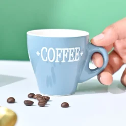 VON CASA Grey Coffee Mug - Set Of 2, 90Ml Each