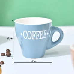 VON CASA Grey Coffee Mug - Set Of 2, 90Ml Each