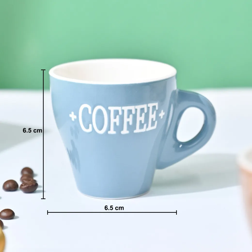 VON CASA Grey Coffee Mug - Set Of 2, 90Ml Each