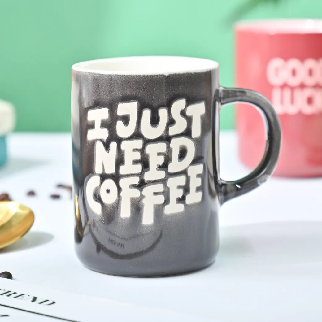 VON CASA Grey Mug (I Just Need Coffee) - 420Ml