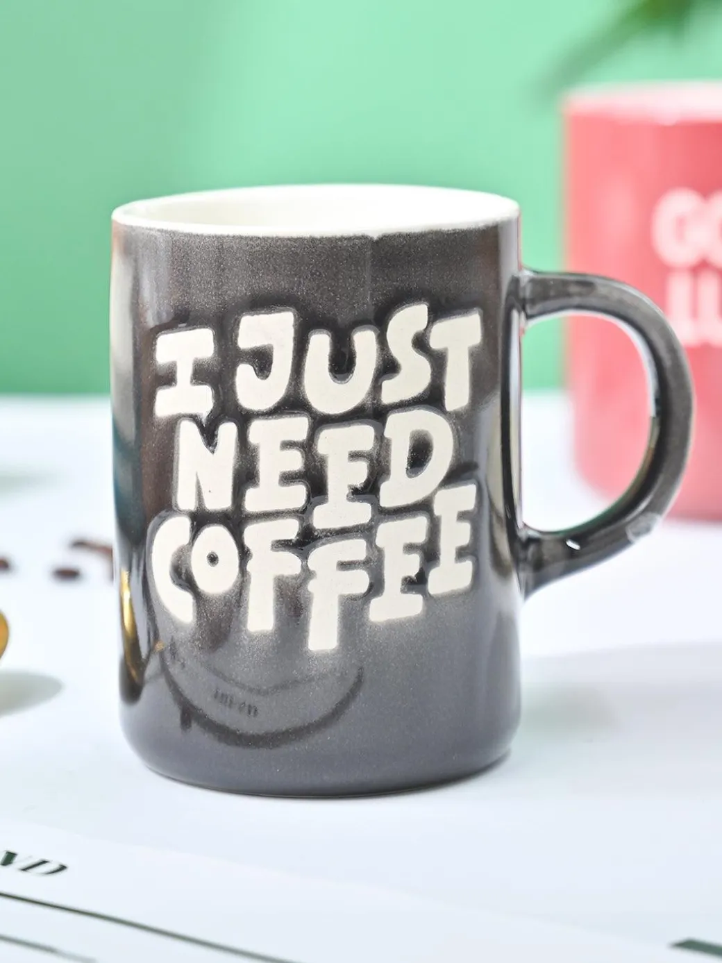 VON CASA Grey Mug (I Just Need Coffee) - 420Ml