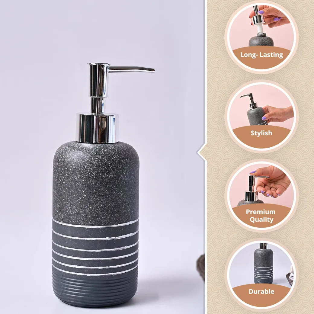 VON CASA Grey Polyresin Soap Dispenser – Sleek & Durable