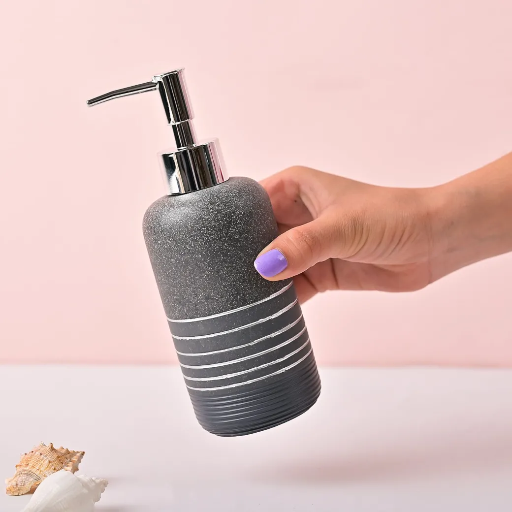 VON CASA Grey Polyresin Soap Dispenser – Sleek & Durable