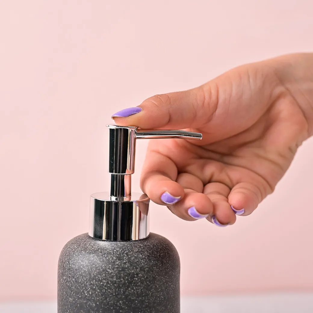 VON CASA Grey Polyresin Soap Dispenser – Sleek & Durable