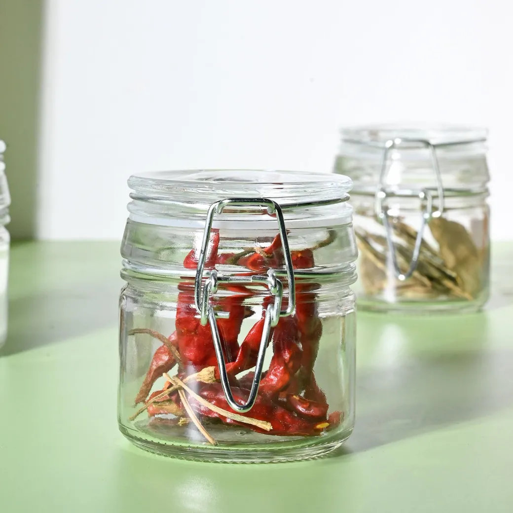 VON CASA Jar Set of 4 PCS 80ml - Transparent Glass Glossy Finish