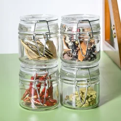 VON CASA Jar Set of 4 PCS 80ml - Transparent Glass Glossy Finish