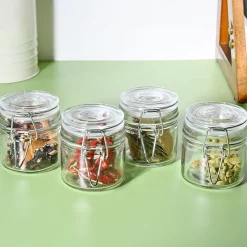 VON CASA Jar Set of 4 PCS 80ml - Transparent Glass Glossy Finish