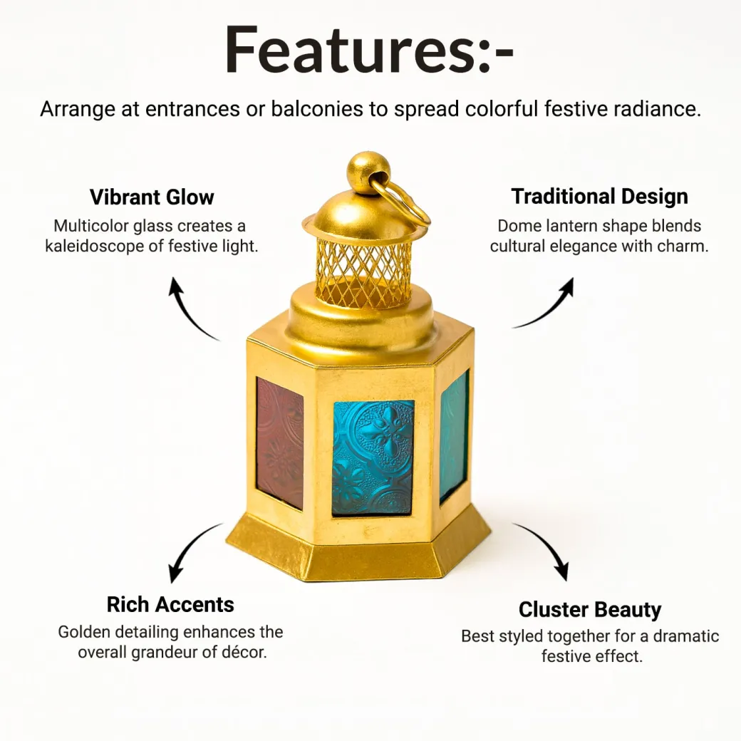 VON CASA Lantern Set of 4 – Multicolor Moroccan Domed Design