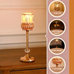 VON CASA Large Golden Filigree T-Light Holder