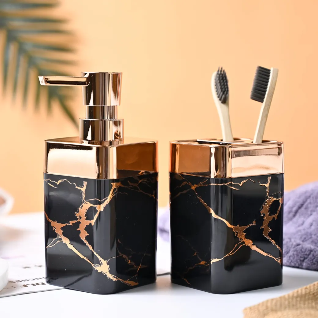 VON CASA Marble Textured Bathroom Set - Black