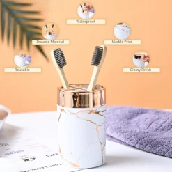 VON CASA Marble Toothbrush Holder - White