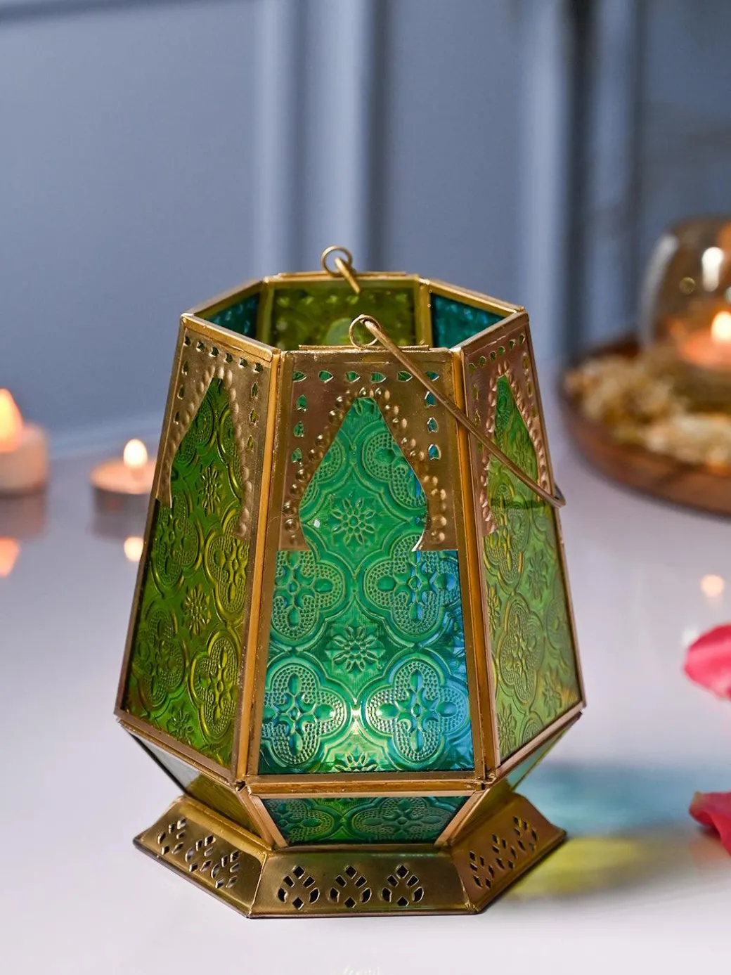 VON CASA Metal Hexagon Shaped Tea Light Votive Candle Holders