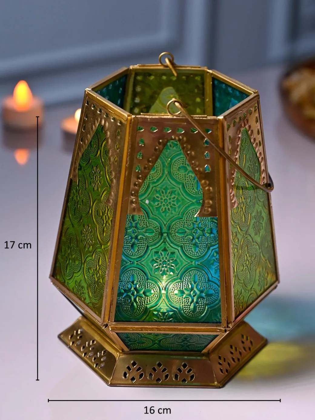 VON CASA Metal Hexagon Shaped Tea Light Votive Candle Holders