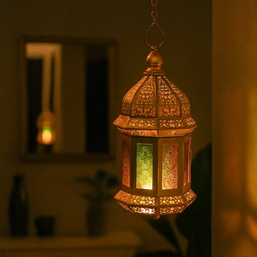 VON CASA Moroccan Domed Lantern – Multi-Colour Glow