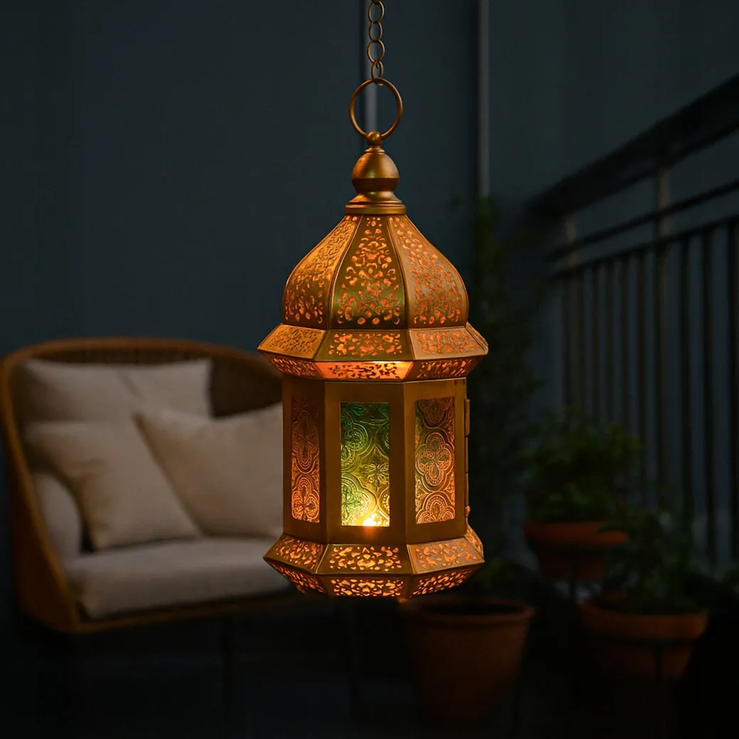 VON CASA Moroccan Domed Lantern – Multi-Colour Glow