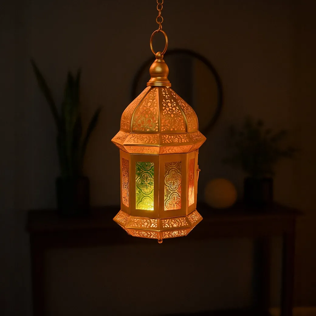 VON CASA Moroccan Domed Lantern – Multi-Colour Glow