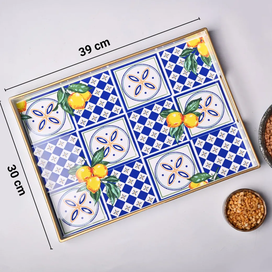 VON CASA Multicolour Floral Large Rectangular Serving Tray