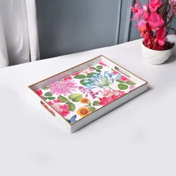 VON CASA Multicolour Large Floral Design Serving Tray