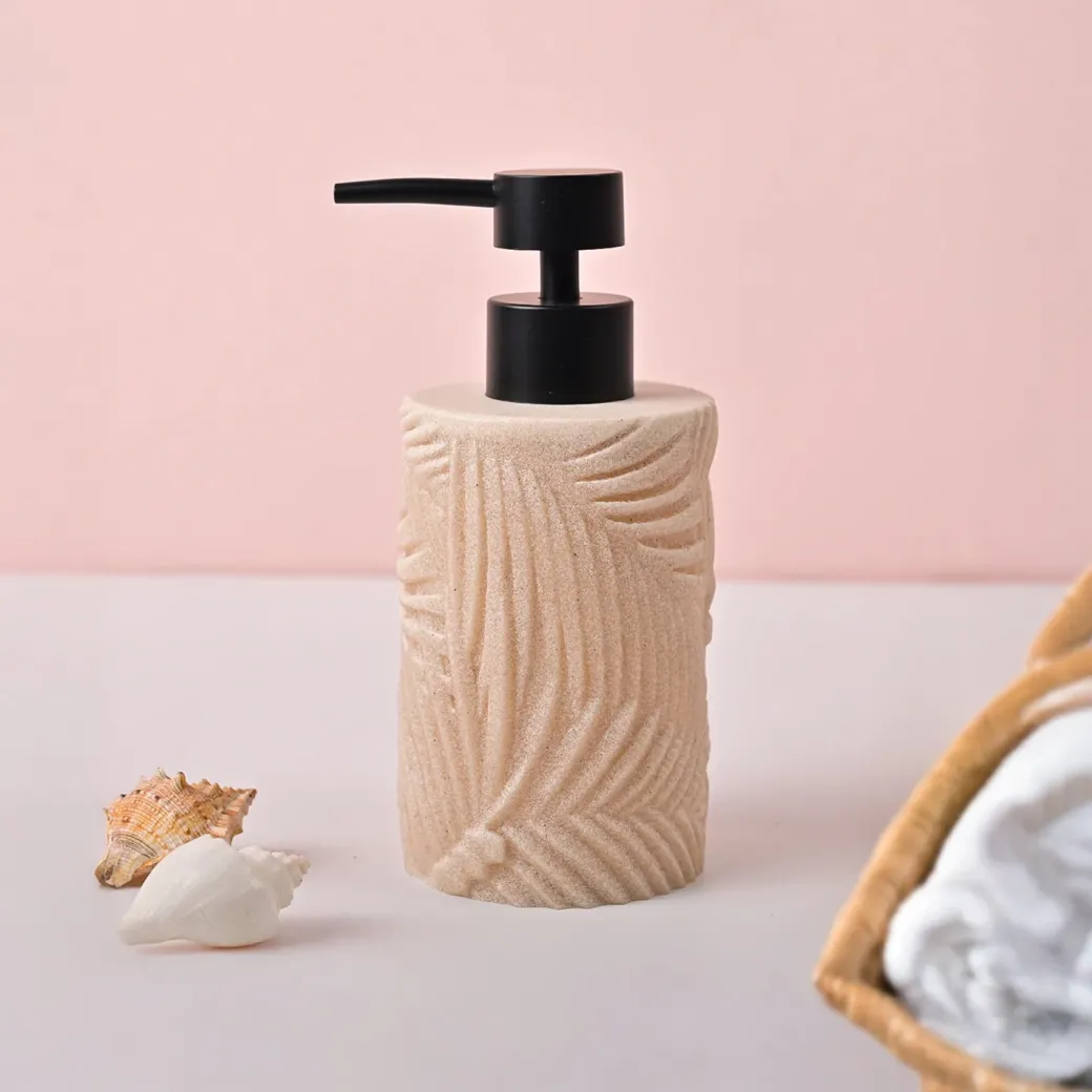 VON CASA Off-White & Black Polyresin Soap Dispenser