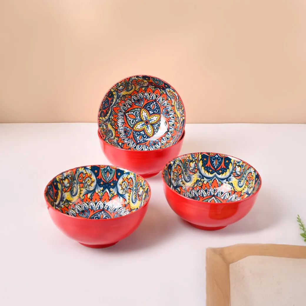 VON CASA Orange Ceramic Bowl Set Of 4