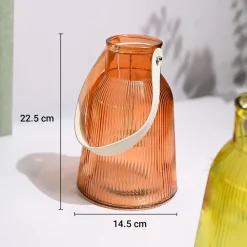 VON CASA Orange Cylindrical Glass T-Light Holder