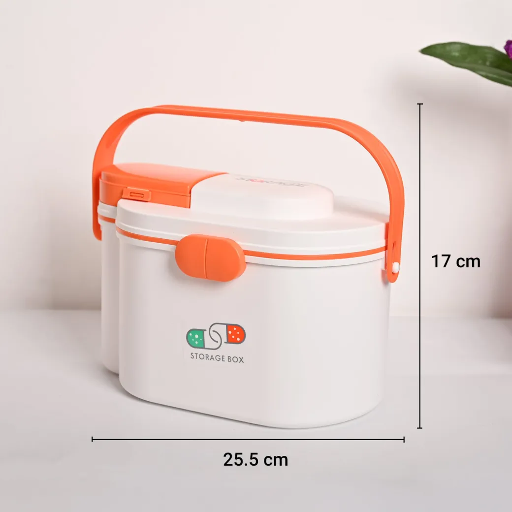 VON CASA Orange White Plastic First Aid Box