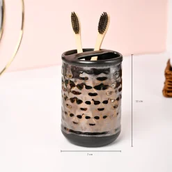 VON CASA 3Pcs Back & Gold Ceramic Bathroom Set