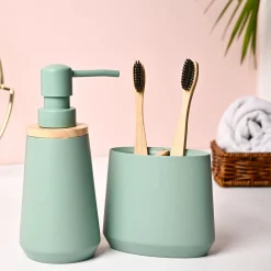 VON CASA 2Pcs Green Polyresin Bathroom Set
