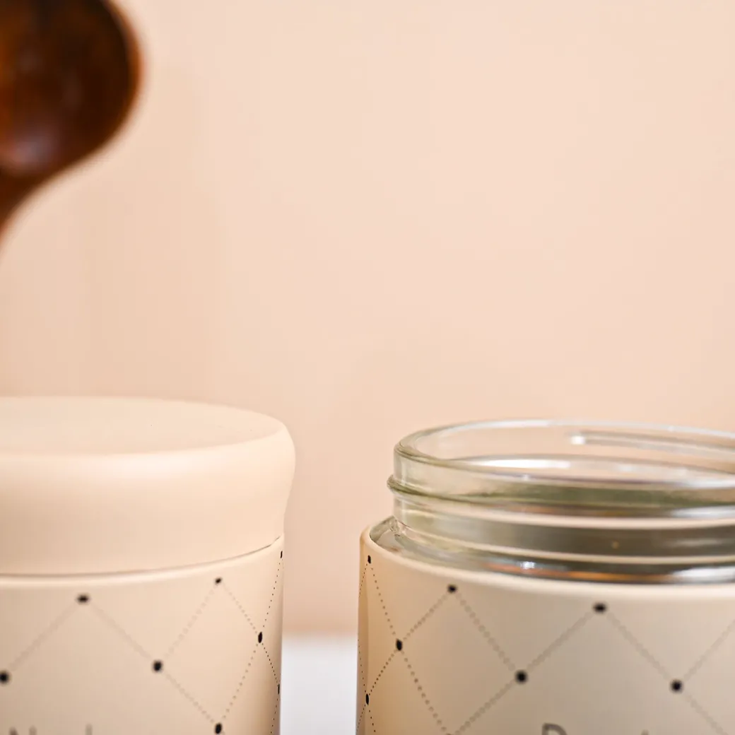 VON CASA Peach Argyle Biscuit & Namkeen Jar Set