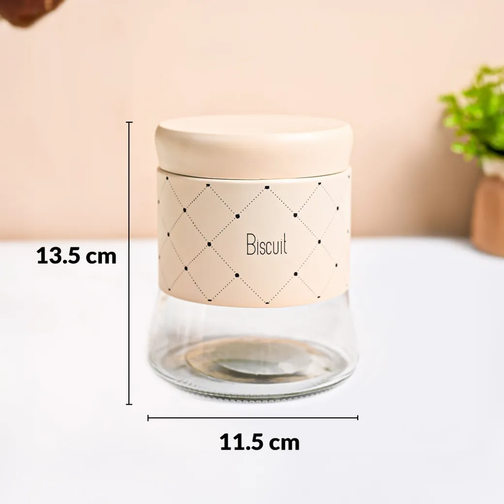 VON CASA Peach Argyle Biscuit & Namkeen Jar Set