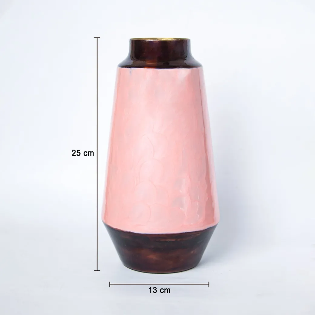 VON CASA Pink Bud Shape Vase (Pink Enamel)