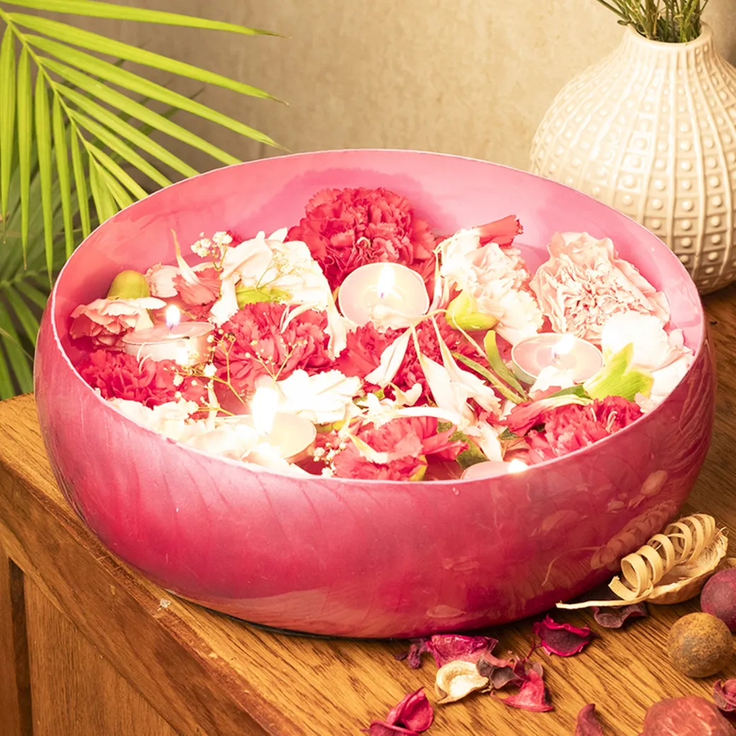 VON CASA Pink Decorative Bowl (Peach Enamel)