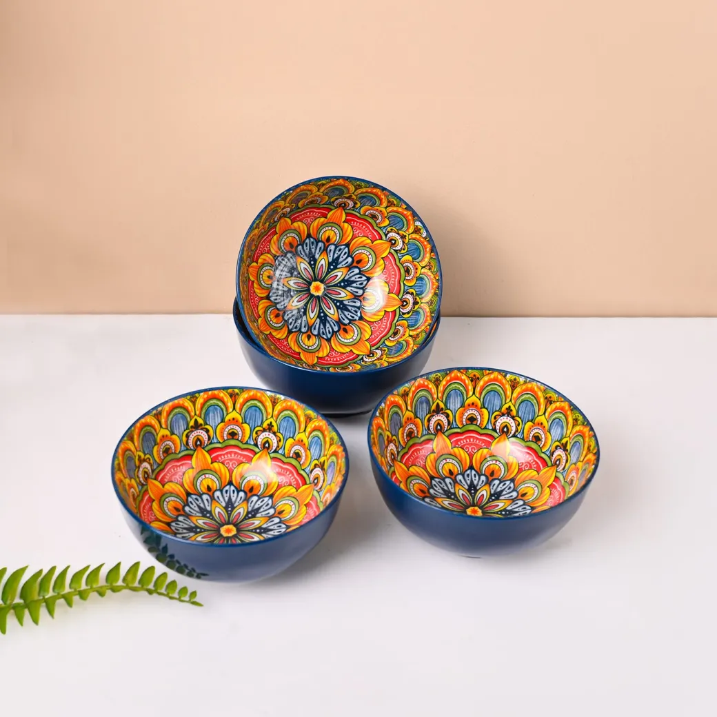 VON CASA Purple Ceramic Bowl Set Of 4