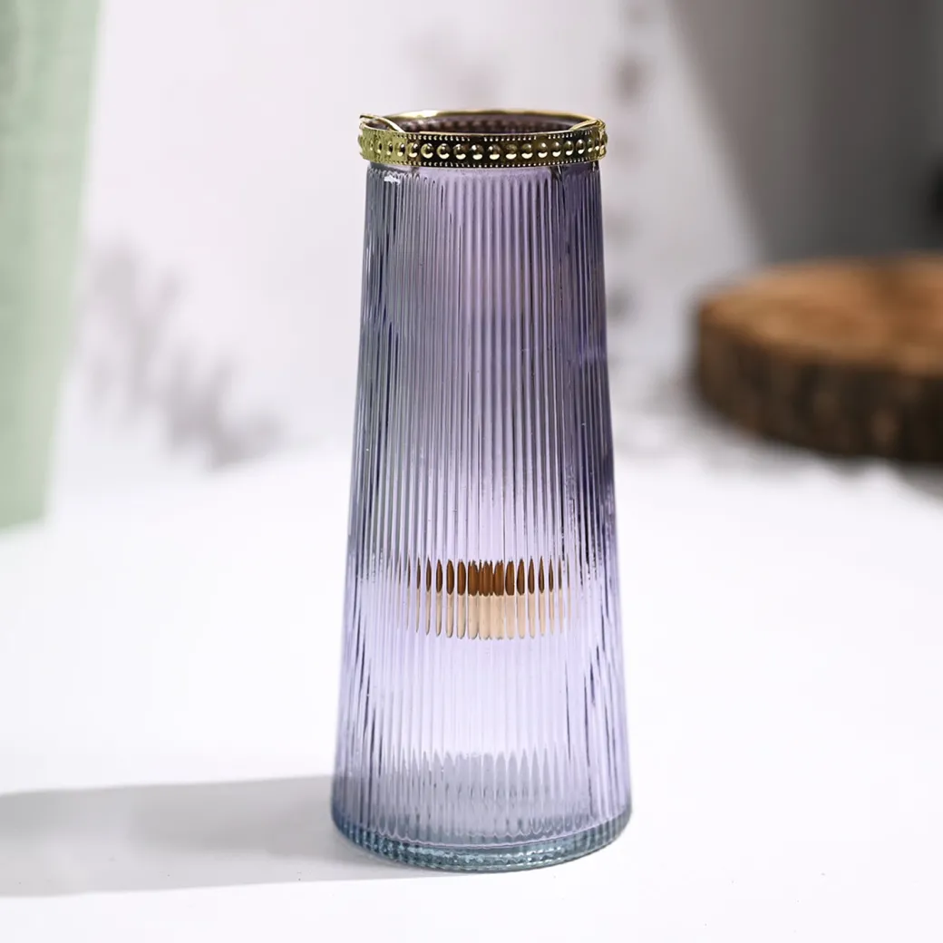 VON CASA Purple Cone Glass T-Light Holder