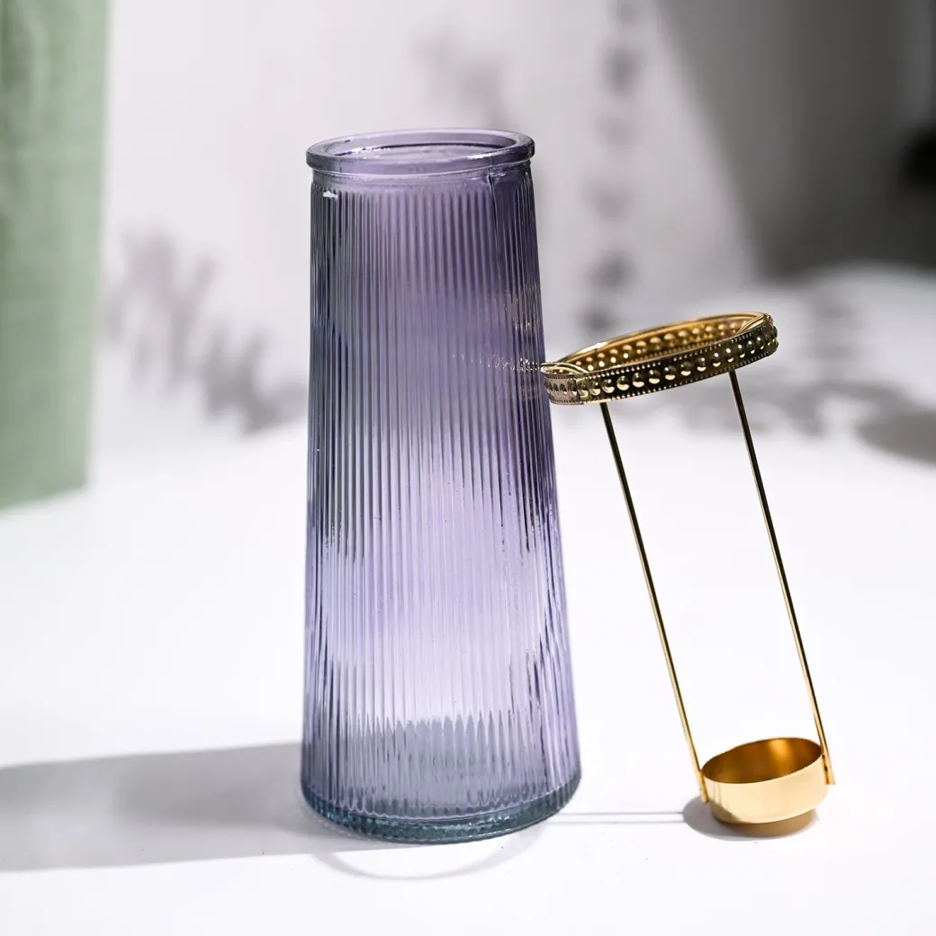 VON CASA Purple Cone Glass T-Light Holder