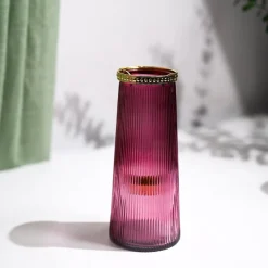 VON CASA Purple Cone Glass T-Light Holder