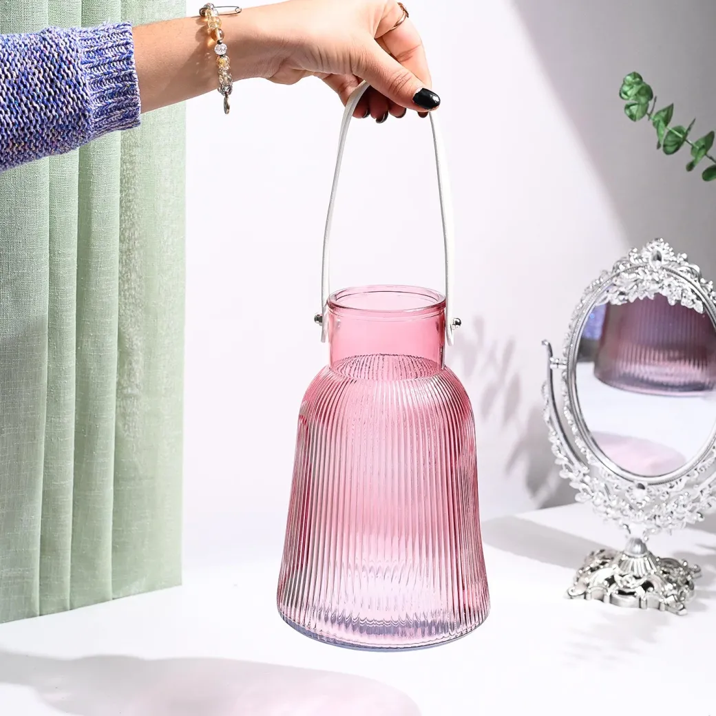 VON CASA Purple Cylindrical Glass T-Light Holder