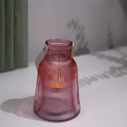 VON CASA Purple Cylindrical Glass T-Light Holder