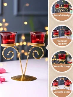 VON CASA Red 2 Votive T- Light Holder