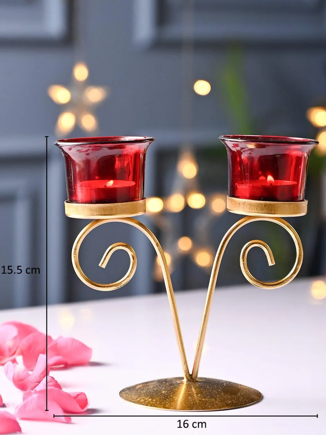 VON CASA Red 2 Votive T- Light Holder