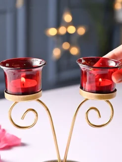 VON CASA Red 2 Votive T- Light Holder
