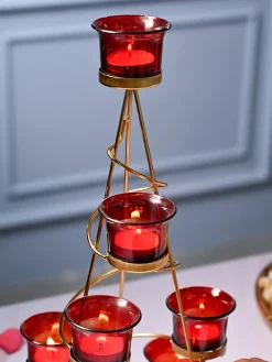 VON CASA Red 7 Votive Tree T- Light Holder