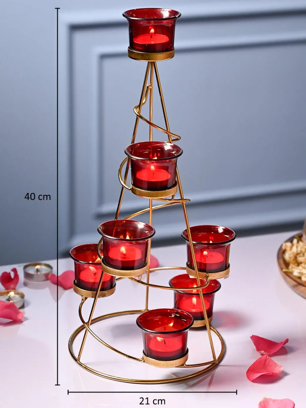 VON CASA Red 7 Votive Tree T- Light Holder