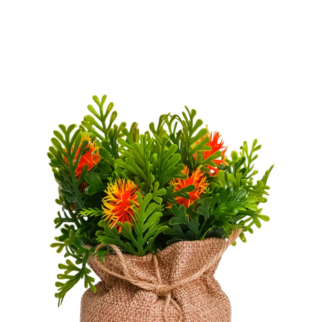 VON CASA Red Artificial Potted Plant - Knitted
