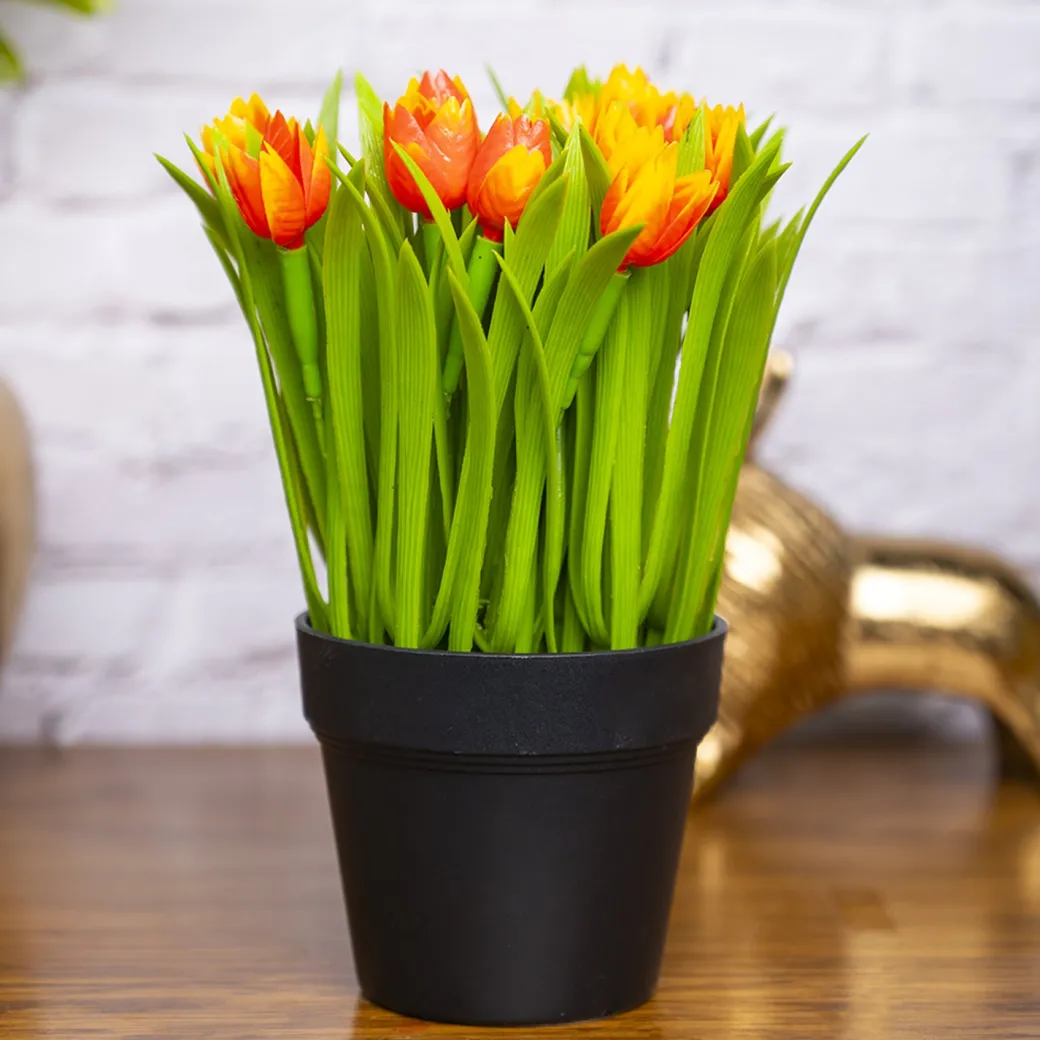 VON CASA Red Lily Artificial Potted Plant