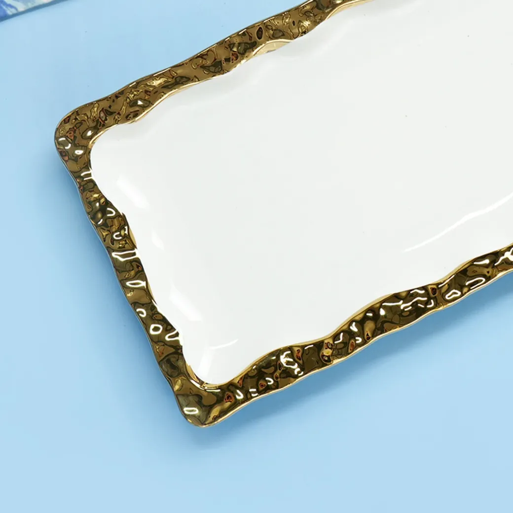 VON CASA Scalloped Ceramic Rectangular Dish