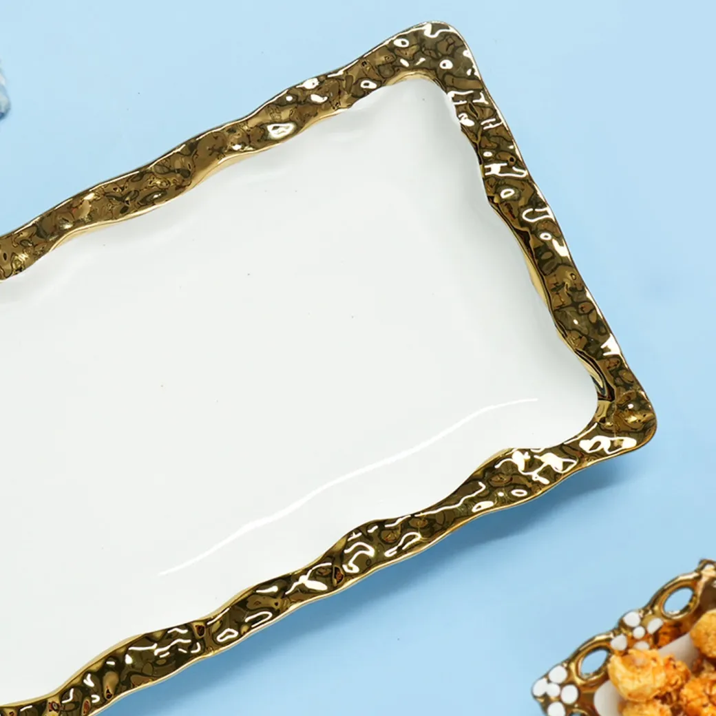 VON CASA Scalloped Ceramic Rectangular Dish