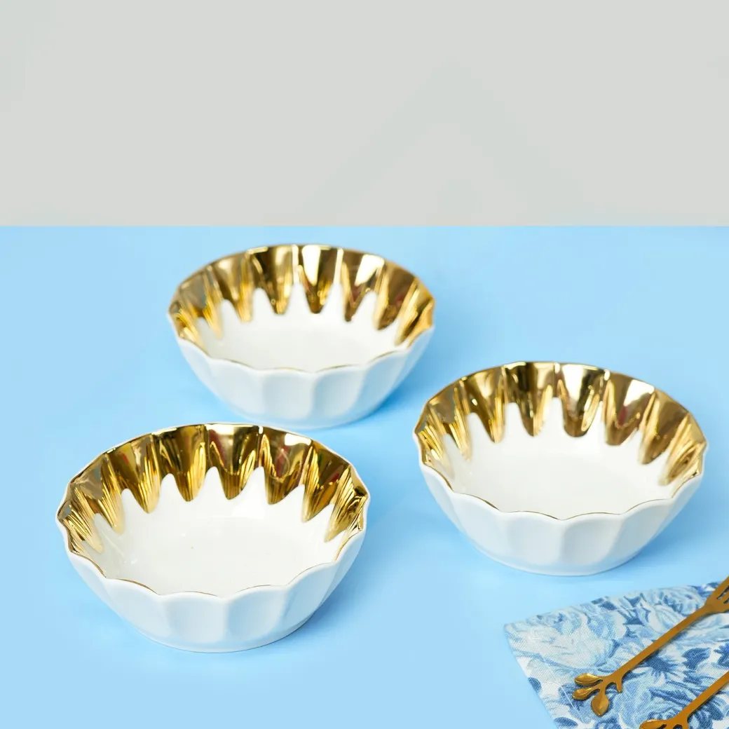 VON CASA Scalloped Ceramic Bowl Gift Set (Set Of 3)